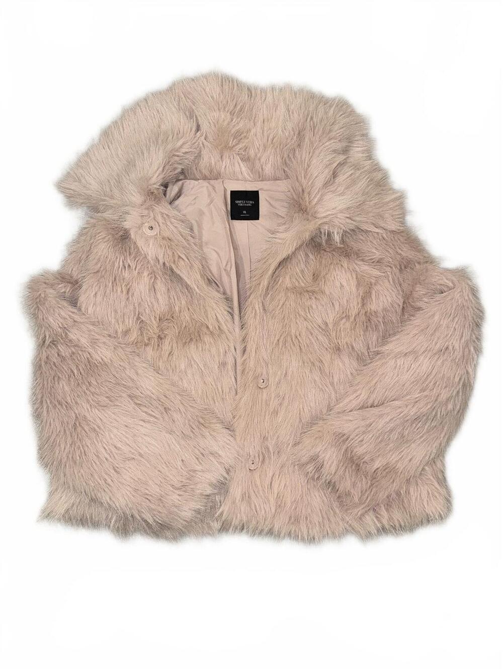 Women’s Vera Wang Simply Vera pink faux fur jacket size XL new with tags